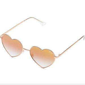 NWT QUAY AUSTRALIA Heartbreaker Heart Shaped Sunglasses Rose Gold Copper Fade